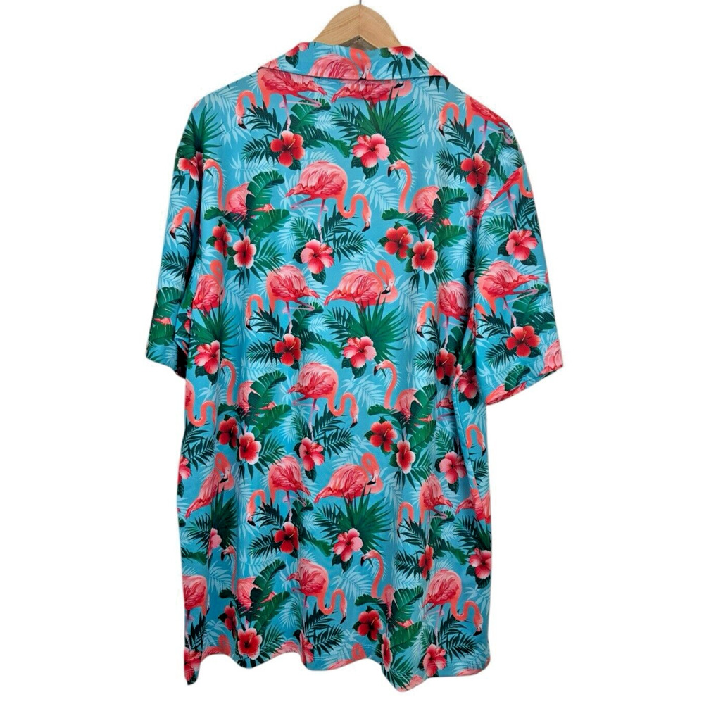 Yatta Golf Polo Shirt Men‎ XL Pink Flamingo Hawaiian Performance Stretch Wicking - Picture 4 of 5